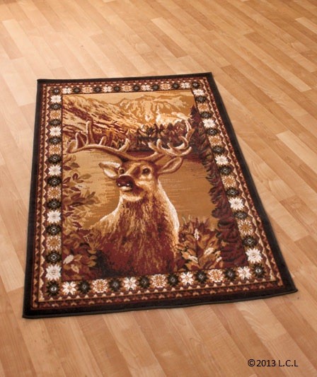 Wildlife Rugs - DEER - 3 Sizes Including Round or Rectangular - Rustic ...