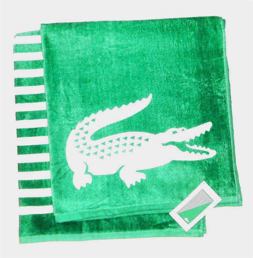 NWT GREAT LACOSTE BEACH TOWEL HUGE PURPLE/ CORAL/ BLUE OR GREEN 100%