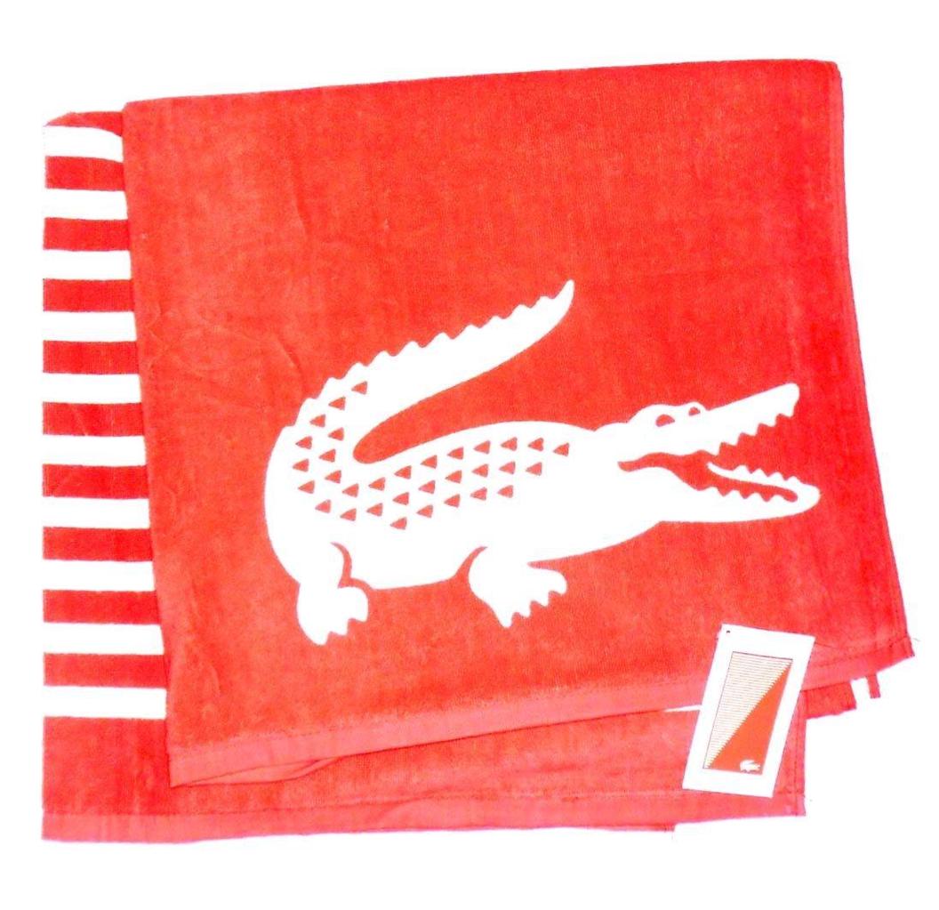 NWT GREAT LACOSTE BEACH TOWEL HUGE PURPLE/ CORAL/ BLUE OR GREEN 100%