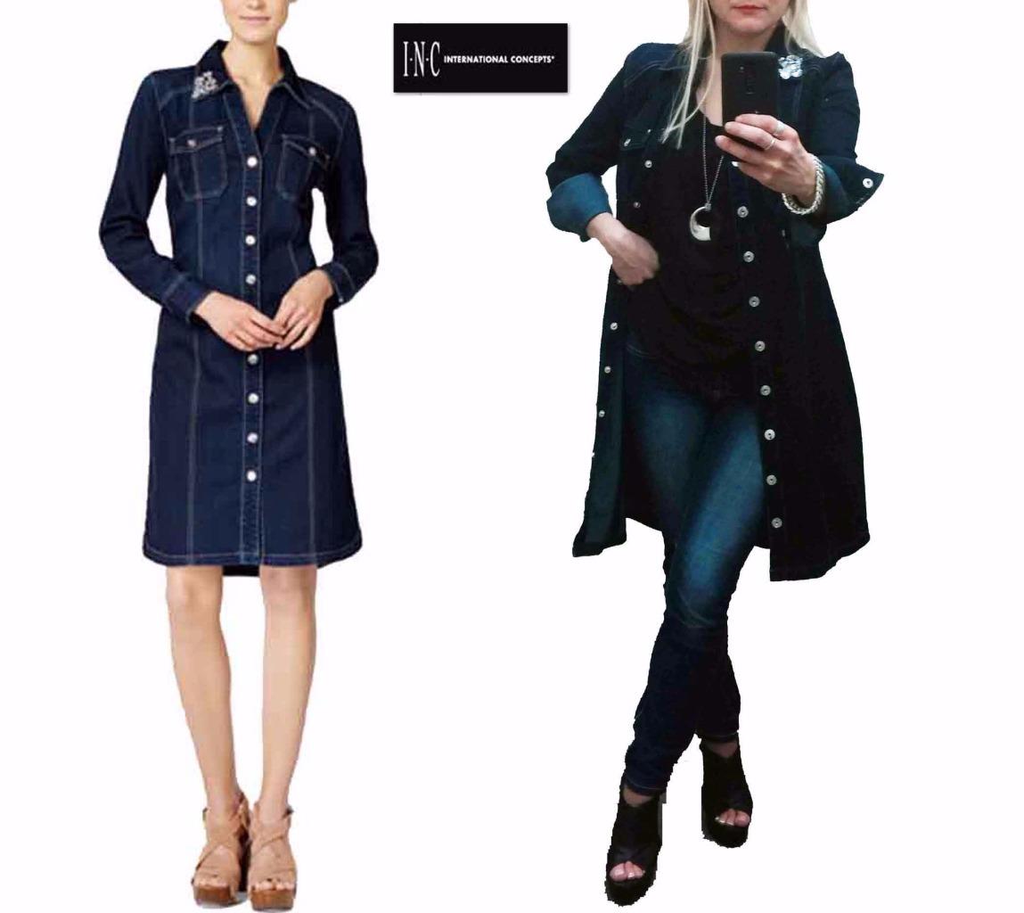 stretch denim shirt dress