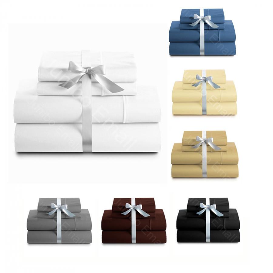 Queen&King Size 4 Piece Bed Sheet Set,Flat,Fitted,Pillowcase(15 Color