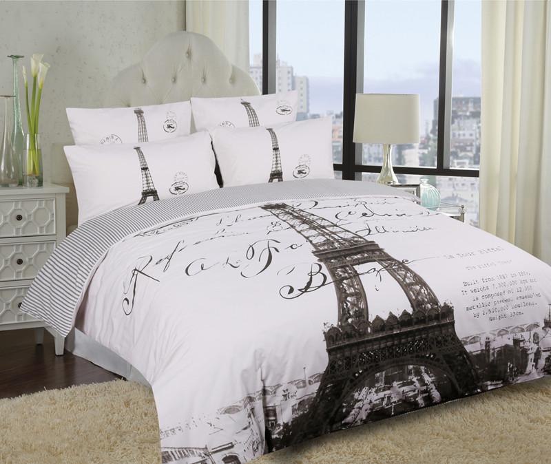 Single Double Queen King Eiffel Tower Paris Quilt Duvet Cover Set