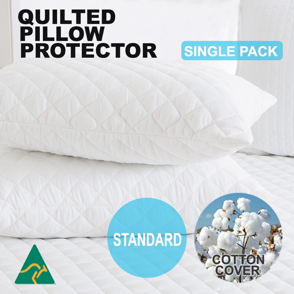 Aus Made Luxury Pillow ProtectorZipped Quilted Cotton CoverAnti