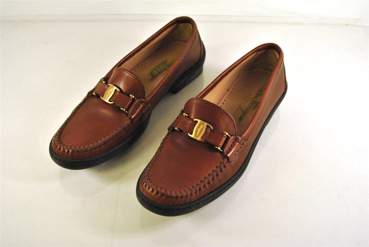 Authentic Salvatore Ferragamo Brown Leather Loafers Womens Size 6 | eBay
