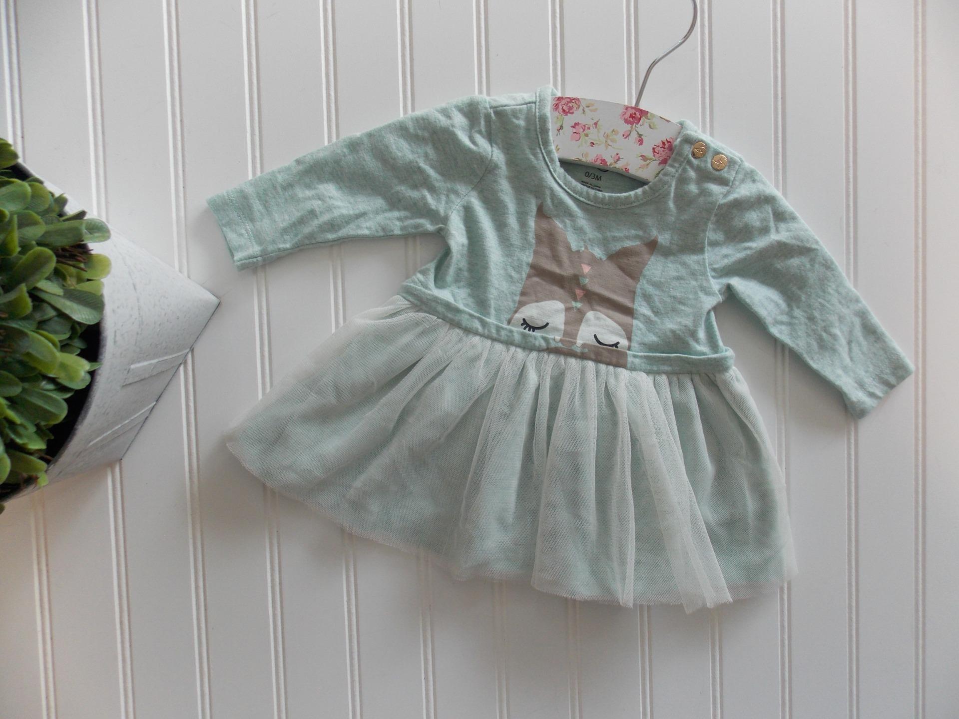 Jessica Simpson Baby Girl Eggshell Blue Fox Tulle Skirted Dress 0