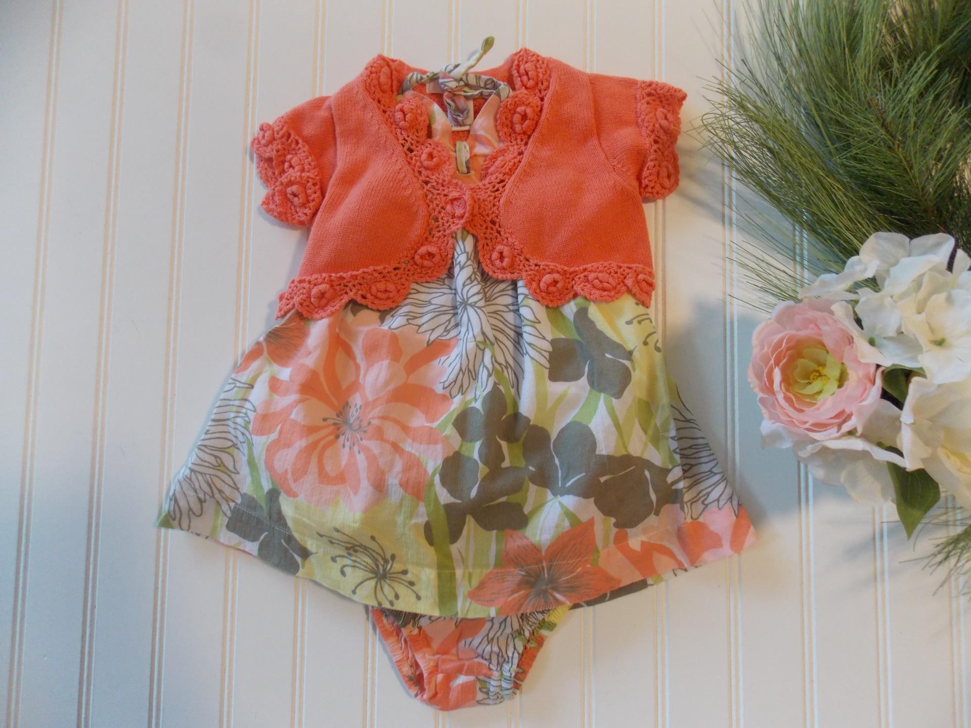 NWT Janie and Jack baby girl 3-piece coral sweater dress hat SET 3 6 9 12 SPRING
