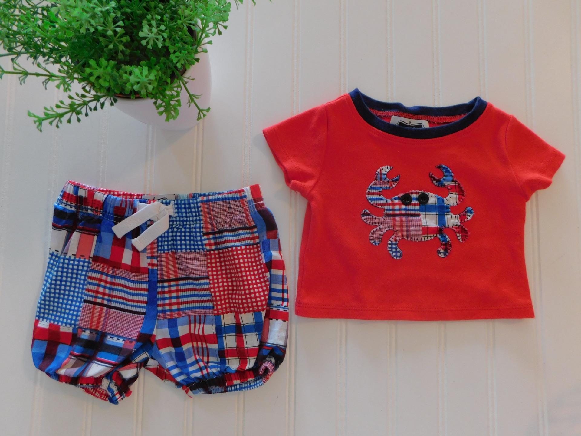 Mud Pie Baby Boys 0 6 Month Boathouse Crab Top Plaid Madras Shorts Summer Outfit Ebay