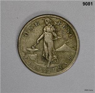 1907 S US PHILIPPINES 1 PESO SILVER COIN! XF! #9081 | eBay