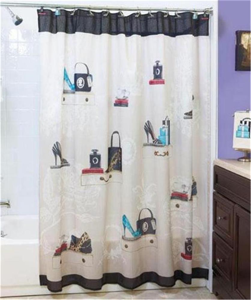 fashionista shoe purse themed bathroom 72" shower curtain bath home