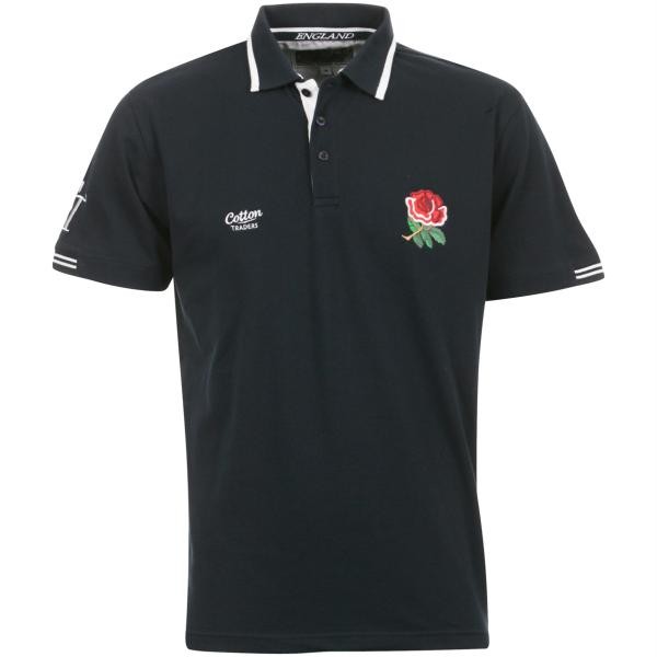 Cotton Traders Mens Teens England Rugby Polo T-Shirt Navy Guinness ...