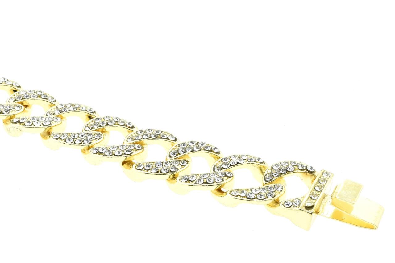 Hip Hop 14k Yellow Gold Plated Rapper Fully Iced CZ 18 inch Miami Cuban Chain
