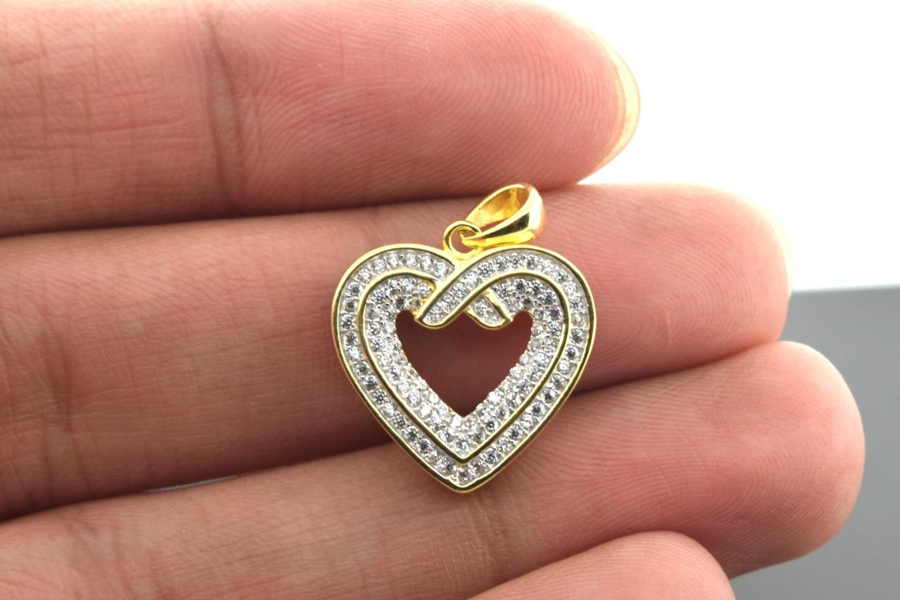 Ladies Yellow Sterling Silver Mini Heart Pendant