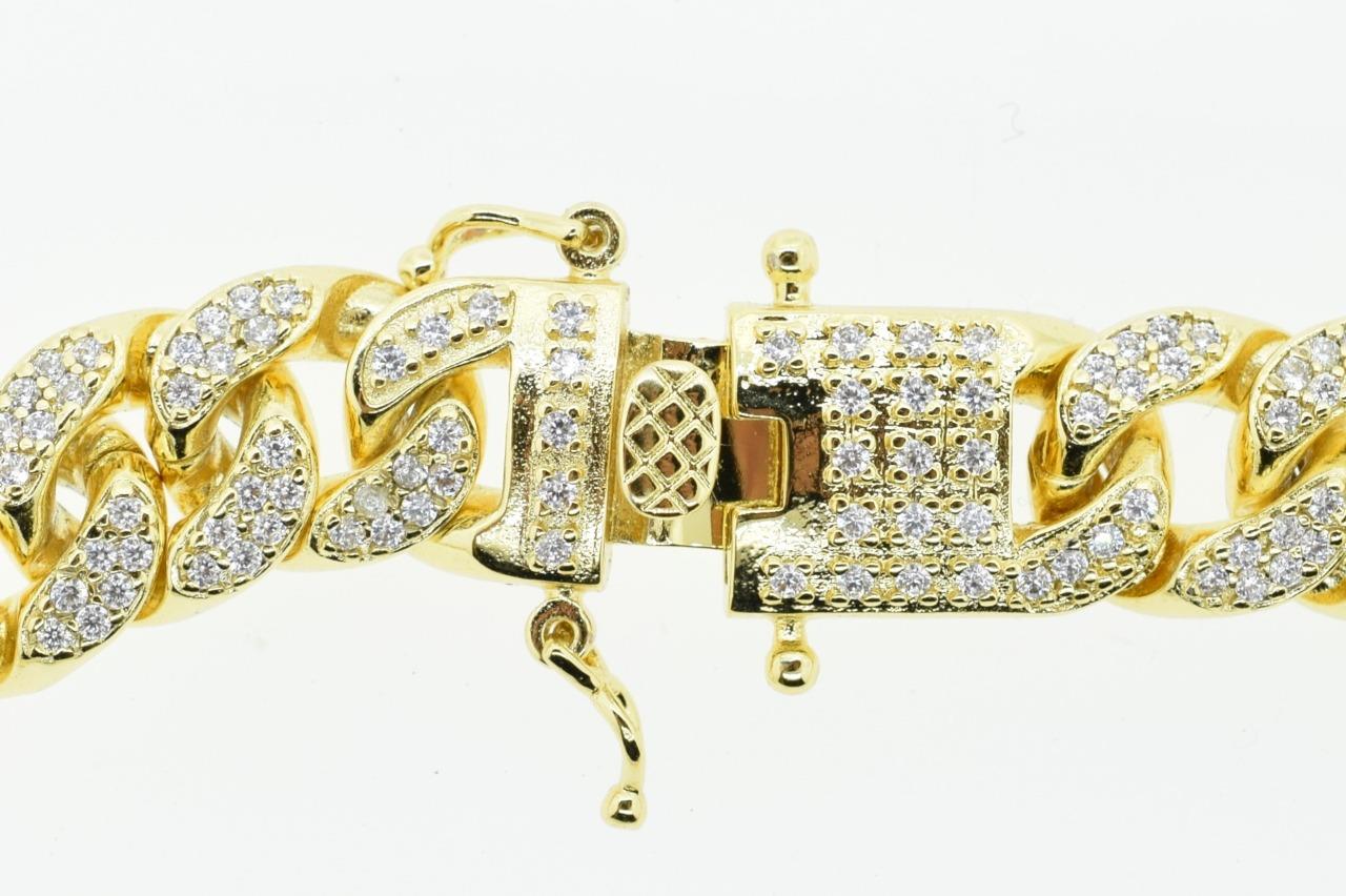 Hip Hop 14k Yellow Gold Plated Rap Fully Iced CZ 20 inch Miami Cuban Curb Chain | eBay