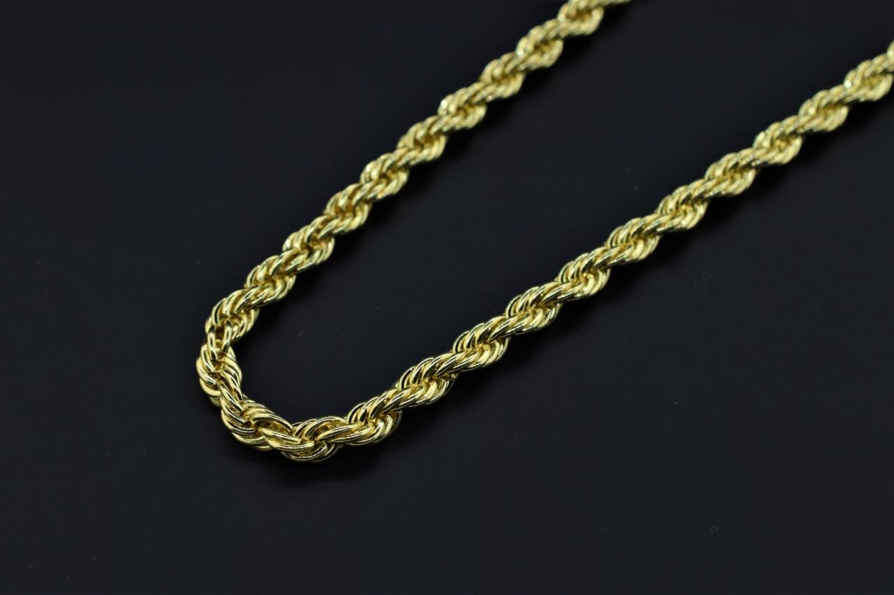 Hip Hop 14K Gold Plated Small AF Flashy ICED Pendant with 4mm Rope Chain