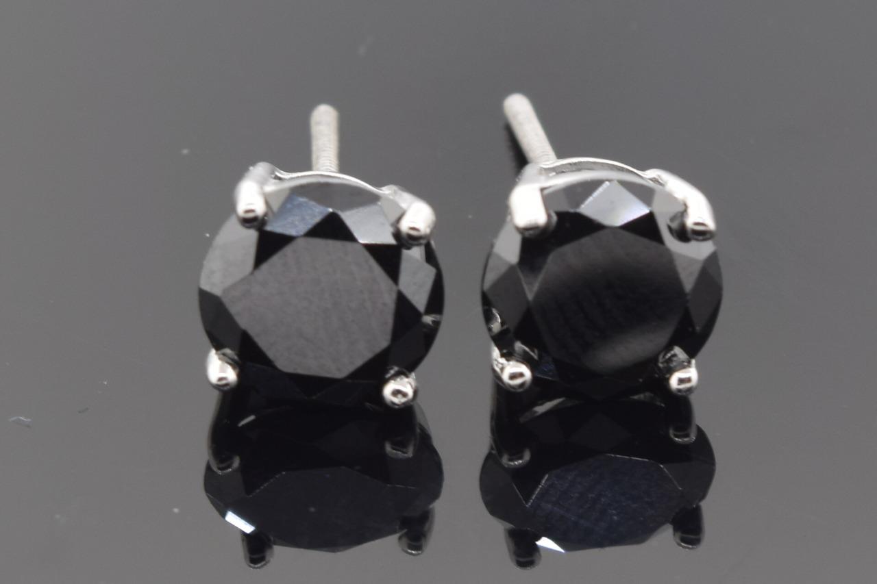 Sterling Silver Black CZ Hip Hop 4mm - 8mm CZ ScrewBack Basket Setting Earrings