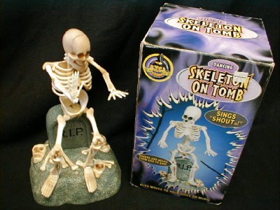 GEMMY HALLOWEEN DANCING SKELETON ON TOMB Lighted SHAKES TO 