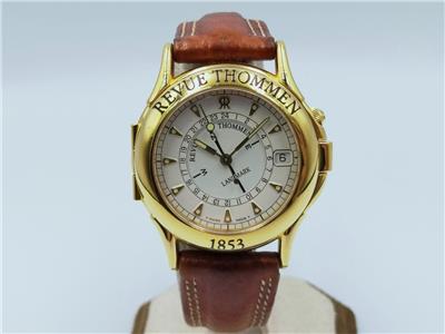 稼働品 REVUE THOMMEN メンズ腕時計 薄青色文字盤 三針デイト