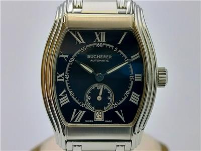 Authentic Bucherer Archimedes Tonneau Date Black Dial Auto Men's