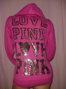 Victoria's Secret LOVE PINK Sequin BLING HOODIE Logo Signature ...