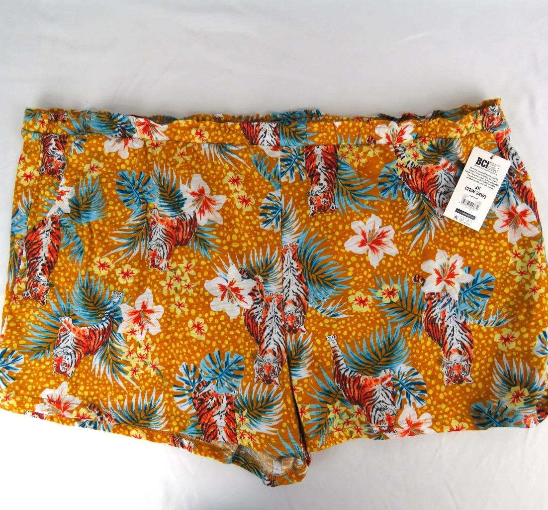 Secret Treasures Pull-On Sleep Shorts Floral Tropical Pockets Size 3X (22W-24W) - Picture 1 of 4