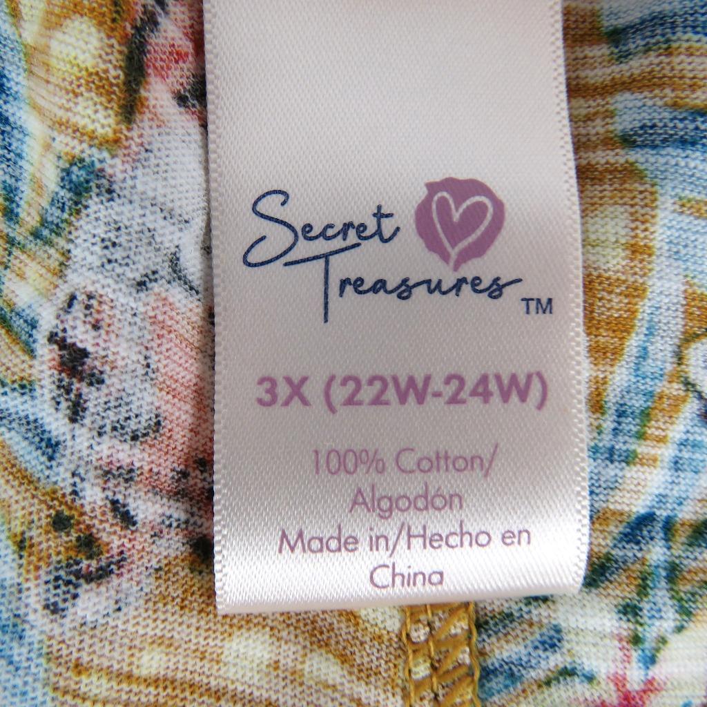 Secret Treasures Pull-On Sleep Shorts Floral Tropical Pockets Size 3X (22W-24W) - Picture 4 of 4