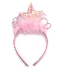 Cute Fluffy Pink Sequin Star Headband Hair Band With Pink Beads | eBay
