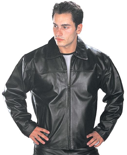 Black Waist Length Mens Front Zipper Leather Jacket size 3XL | eBay