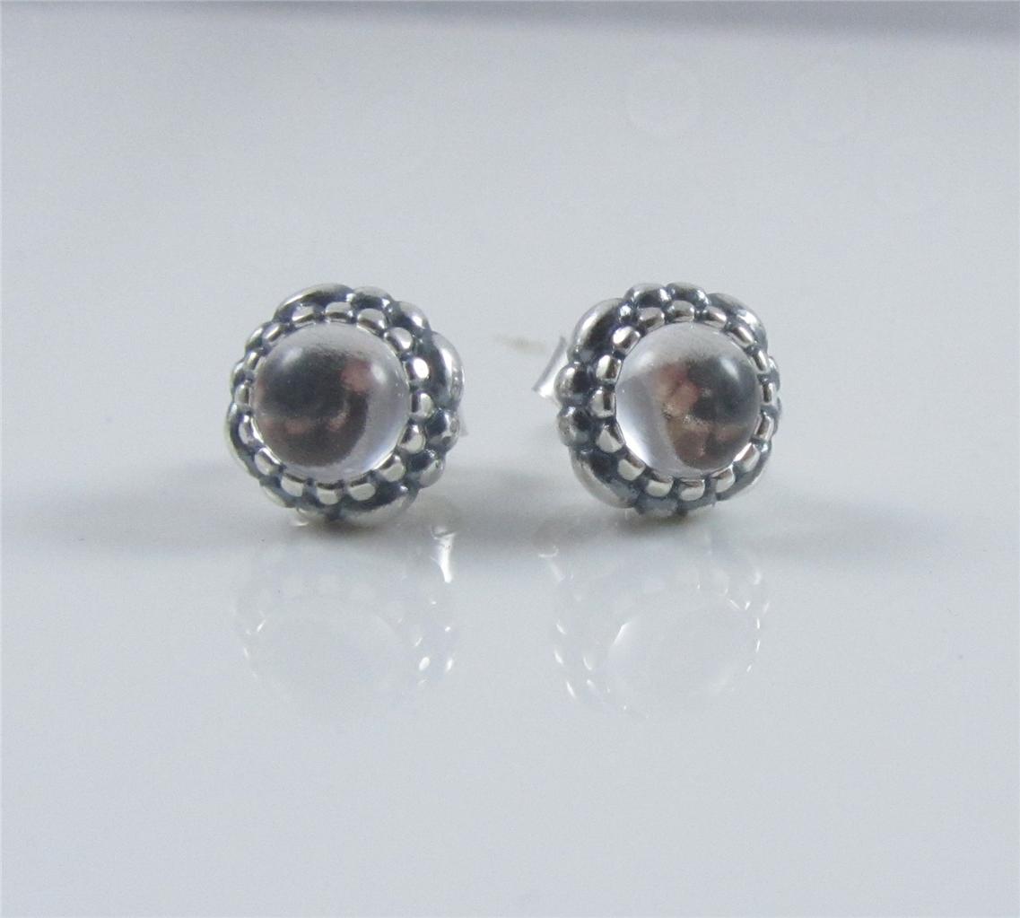 Authentic Genuine Pandora Silver April Birthstone Stud Earrings ...