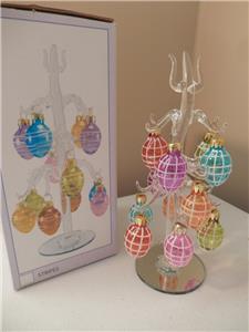 Blown Glass Easter Egg Tree With 12 Egg Ornaments Ebay