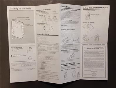 Sony Walkman Radio Cassette Player Instructions FX33/36 TCS-30D FX