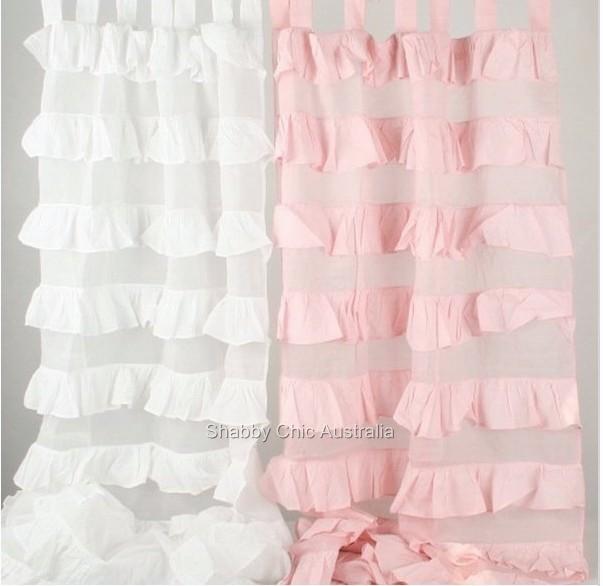 Shabby French Petticoat Ruffle Curtains, Pink Ruffle Curtain