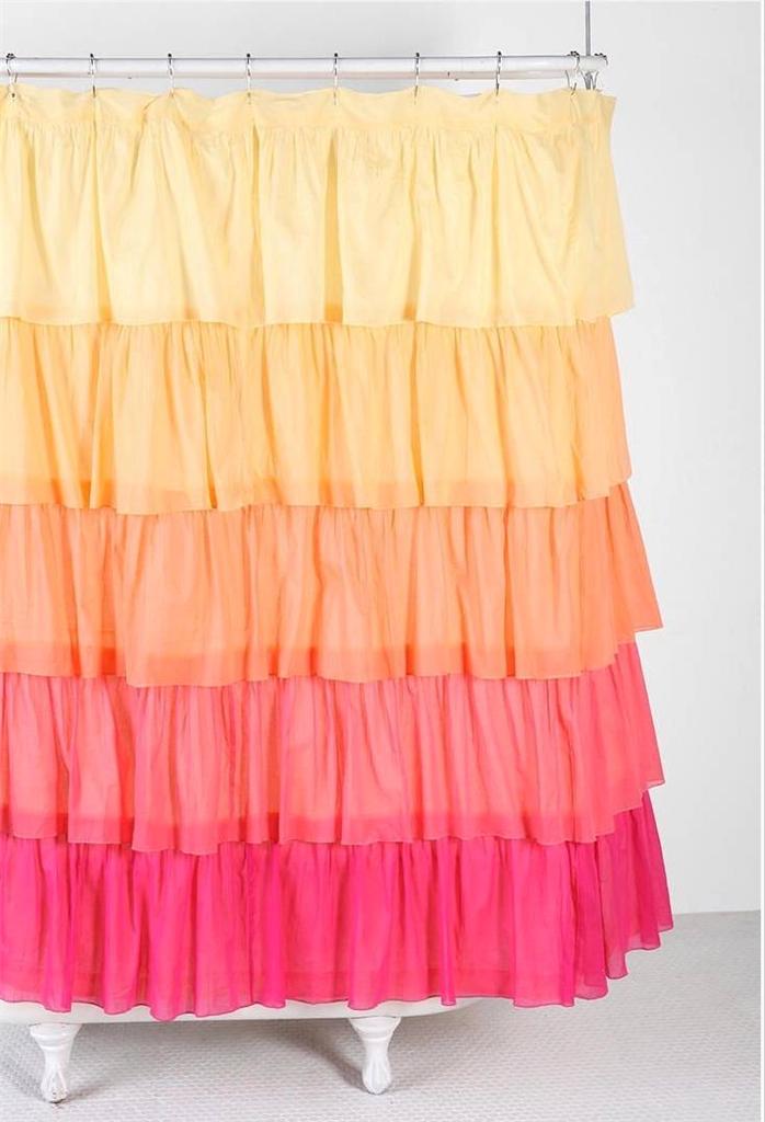 Shabby Flamenco Chic Ruffled Ombre Yellow Orange Pink Ruffle Bath Details About Shabby Flamenco Chic Ruffled Ombre Yellow Orange Pink Ruffle Bath Shower Curtain