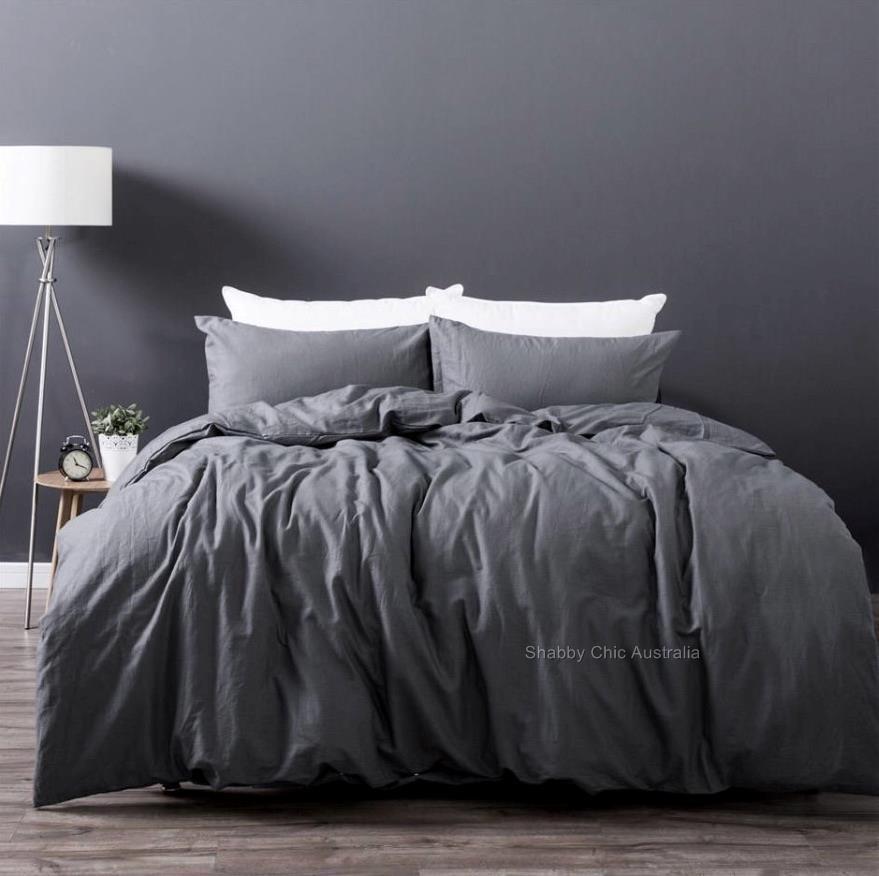 Shabby Paris Chic Charcoal French Grey Linen King Doona Duvet Quilt Details About Shabby Paris Chic Charcoal French Grey Linen King Doona Duvet Quilt Cover Set Nw