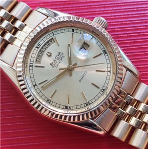 Vintage Bulova Super Seville Mens quartz Day date watch