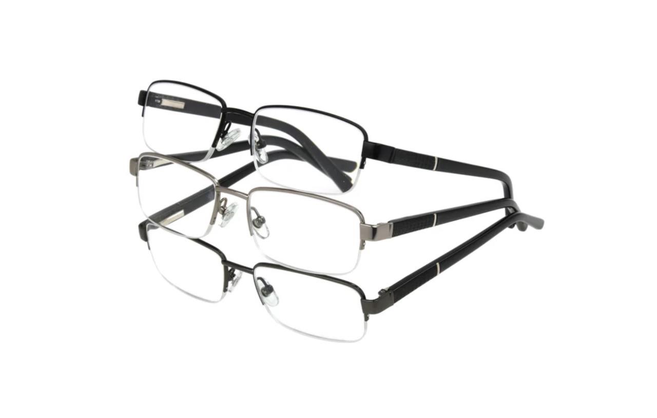 Design Optics Foster Grant Lyden Semi-Rimless Rectangular Reading Glasses 3 Pk D