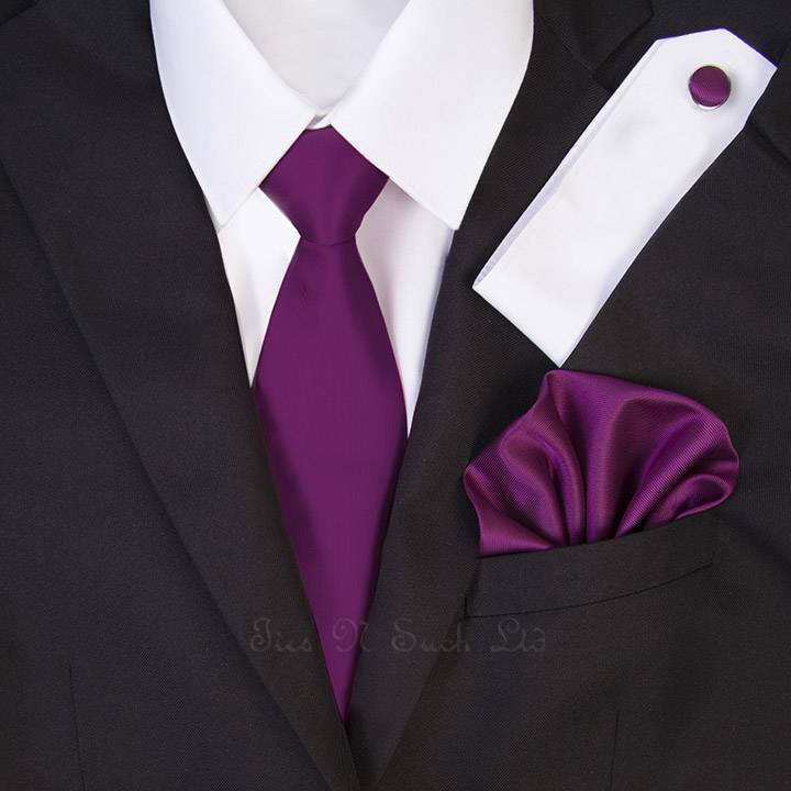 Dark Magenta Wedding Necktie Set | Solid Formal Tie Sets | Mens Ties ...