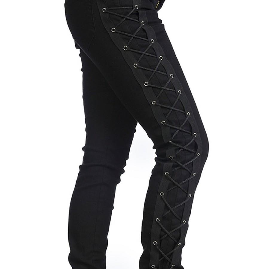 Banned - Black Corset Style - New Skinny Jeans - Steampunk Emo Goth