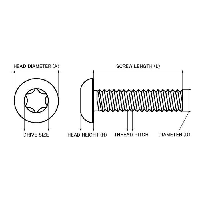 M10 x 1.50p Coarse Stainless A2-70 G304 Button Torx (T50) Machine ...