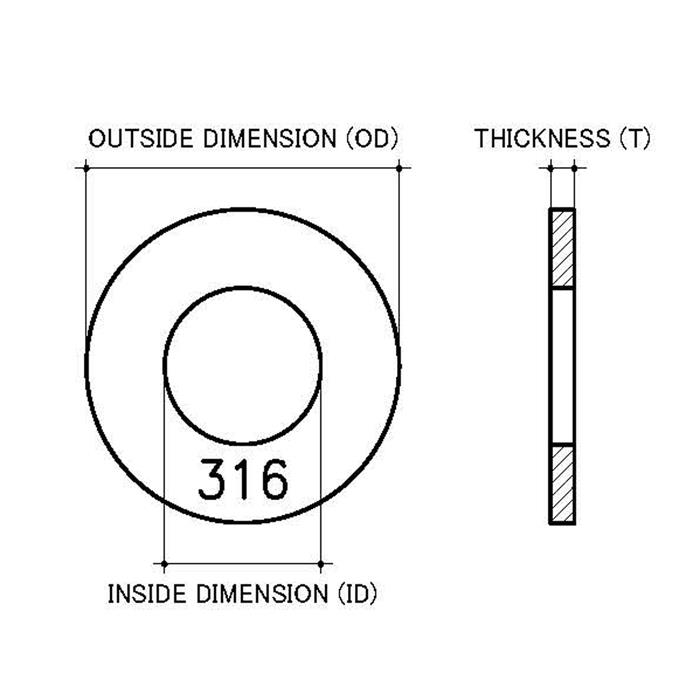 M8 (5/16") x 16mm x 1.6mm G316 Stainless DIN125 Flat Washers