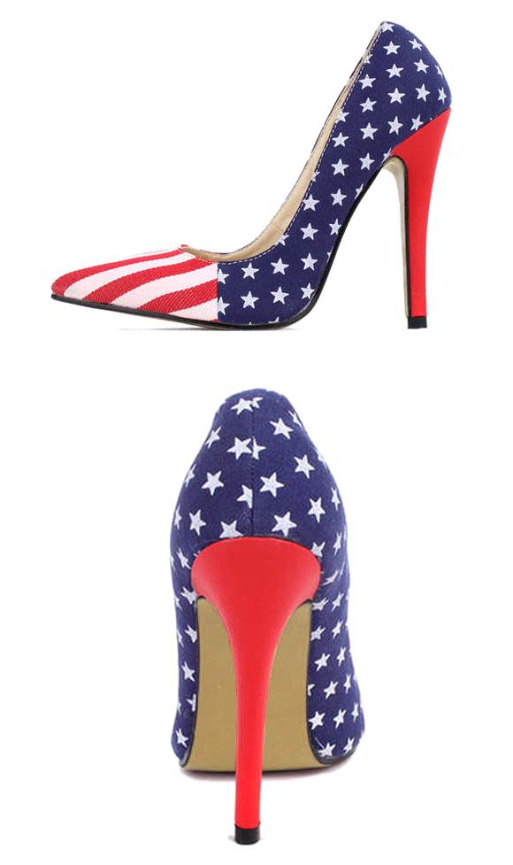 Hot Sexy American Flag Womens Platform Pumps Stiletto High Heels Party ...