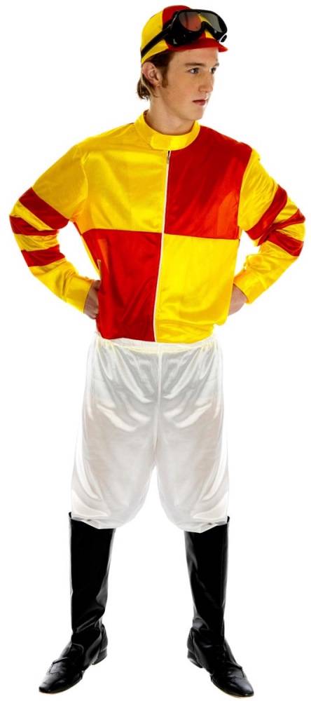 Adults Red and Yellow Jockey Silks Horse Racing Fancy Dress Costume | eBay
