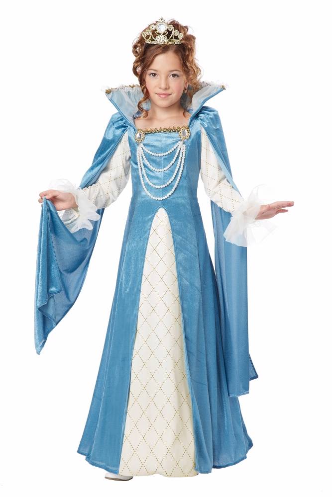 Girls Blue Renaissance Queen Costume | Kids Medieval Middle Ages Fancy ...