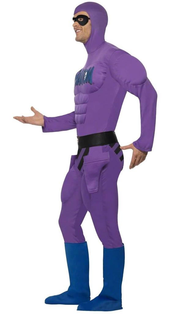 Adult Men's Purple Phantom Comic Superhero Fancy Dress Costume | eBay