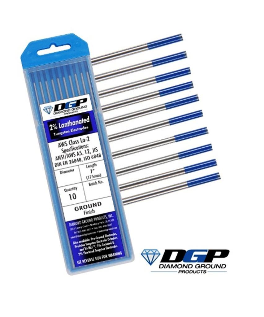 1//16/" x 7/" SÜA TIG 10 PACK Blue - 2/% Lanthanated Tungsten Electrode