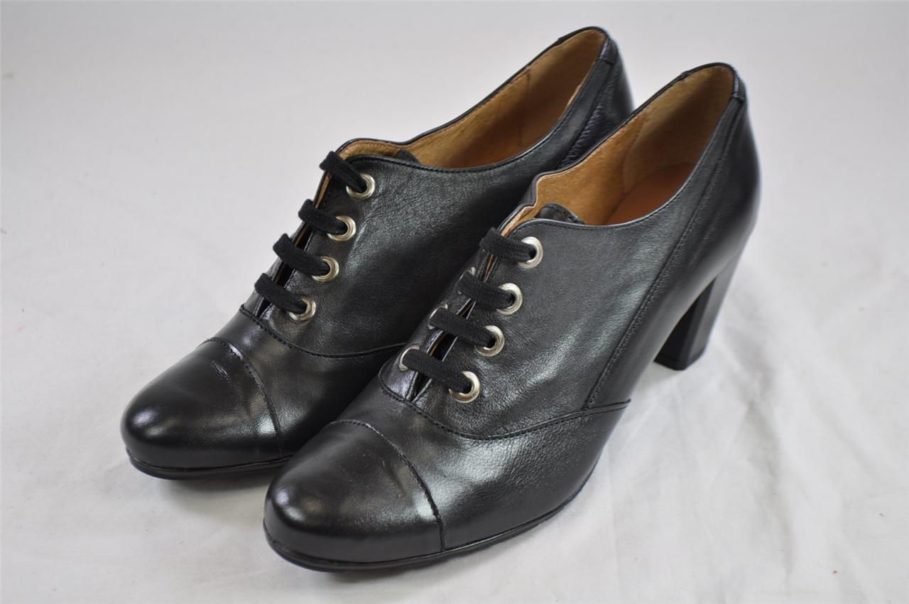 UNITY IN DIVERSITY BLACK LEATHER LACE UP CASUAL HEELED SHOES | eBay
