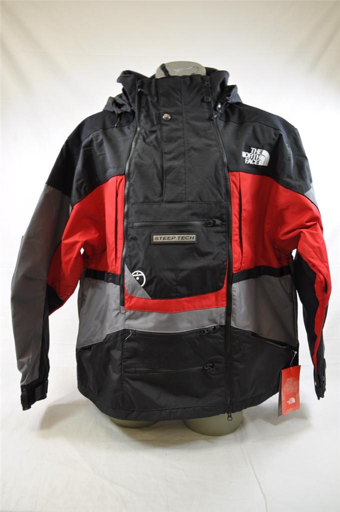 THE NORTH FACE MENS STEEP TECH WORK JACKET ACTION SPORTS RED BLACK ...