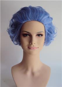 Deluxe Blue Rinse Granny Old Lady Short Curly Grandma Costume Wig