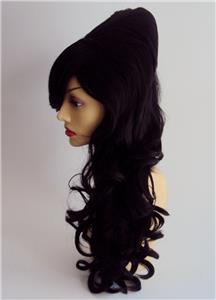 DELUXE AMY WINEHOUSE LONG BLACK CURLY BEEHIVE COSTUME WIG