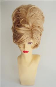 DELUXE BROWN SHORT BEEHIVE 1960/'s MOD BOUFFANT FASHION COSTUME WIG DRAG