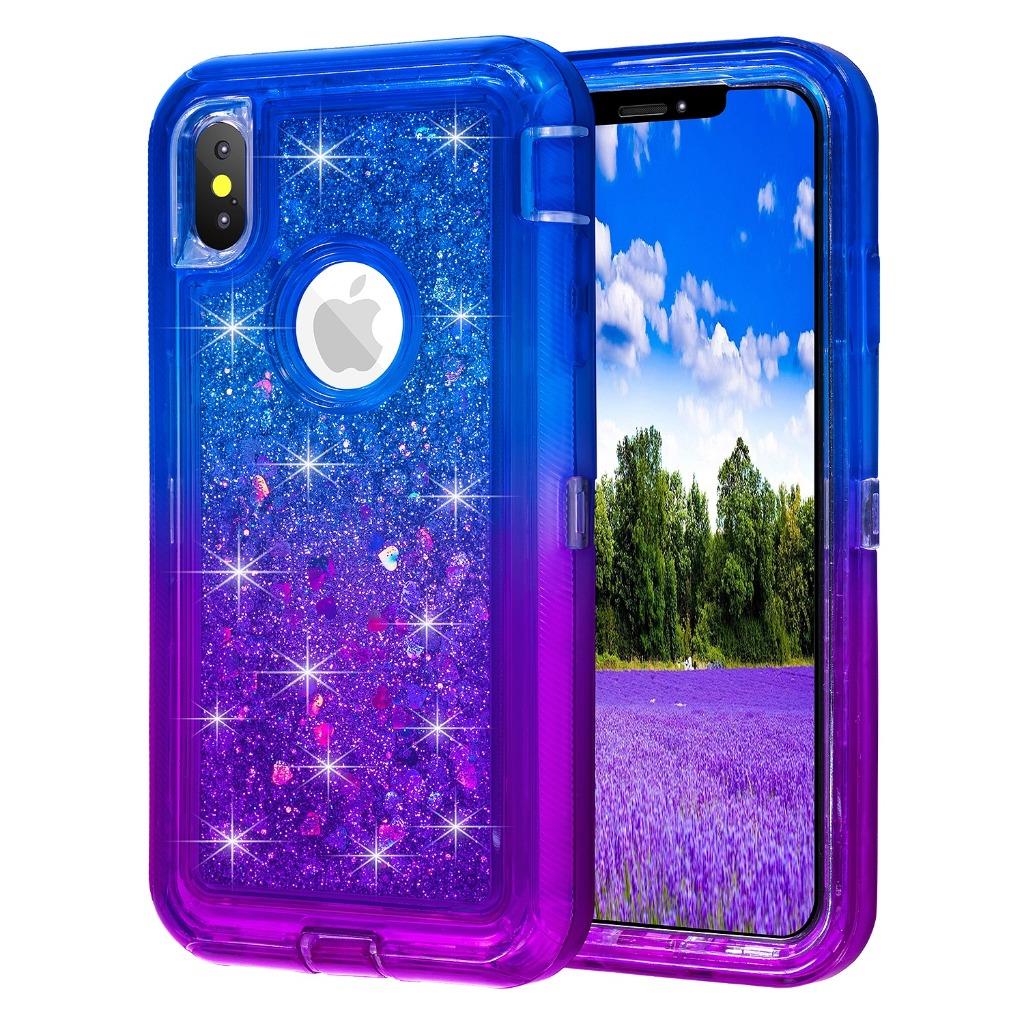 For iPhone XR XS Max Gradient Glitter Quicksand Liquid Full-Body Protective Case - Picture 13 of 16